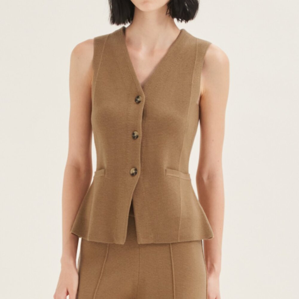 Soft Milano Knit Vest - Brown